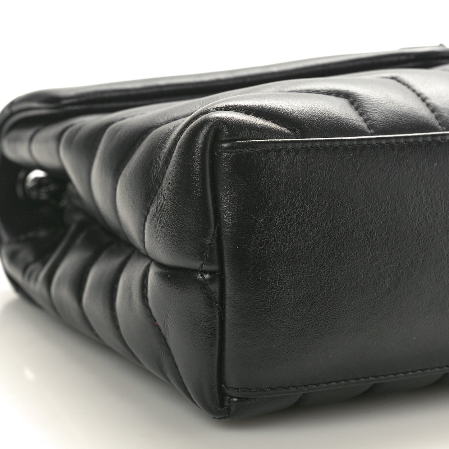 Calfskin Y Quilted Monogram Monochrome Small Loulou Chain Satchel Black