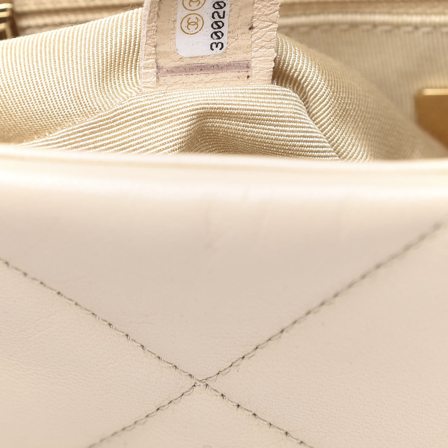 Goatskin Quilted Medium 19 Flap Beige
