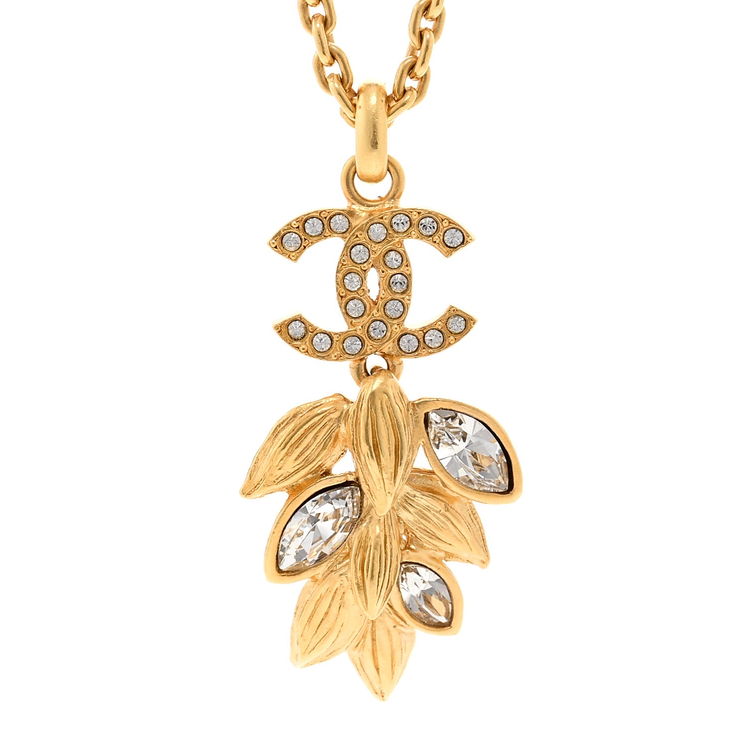 Chanel Crystal Sparkling Wheat CC Necklace Gold 4 of 6