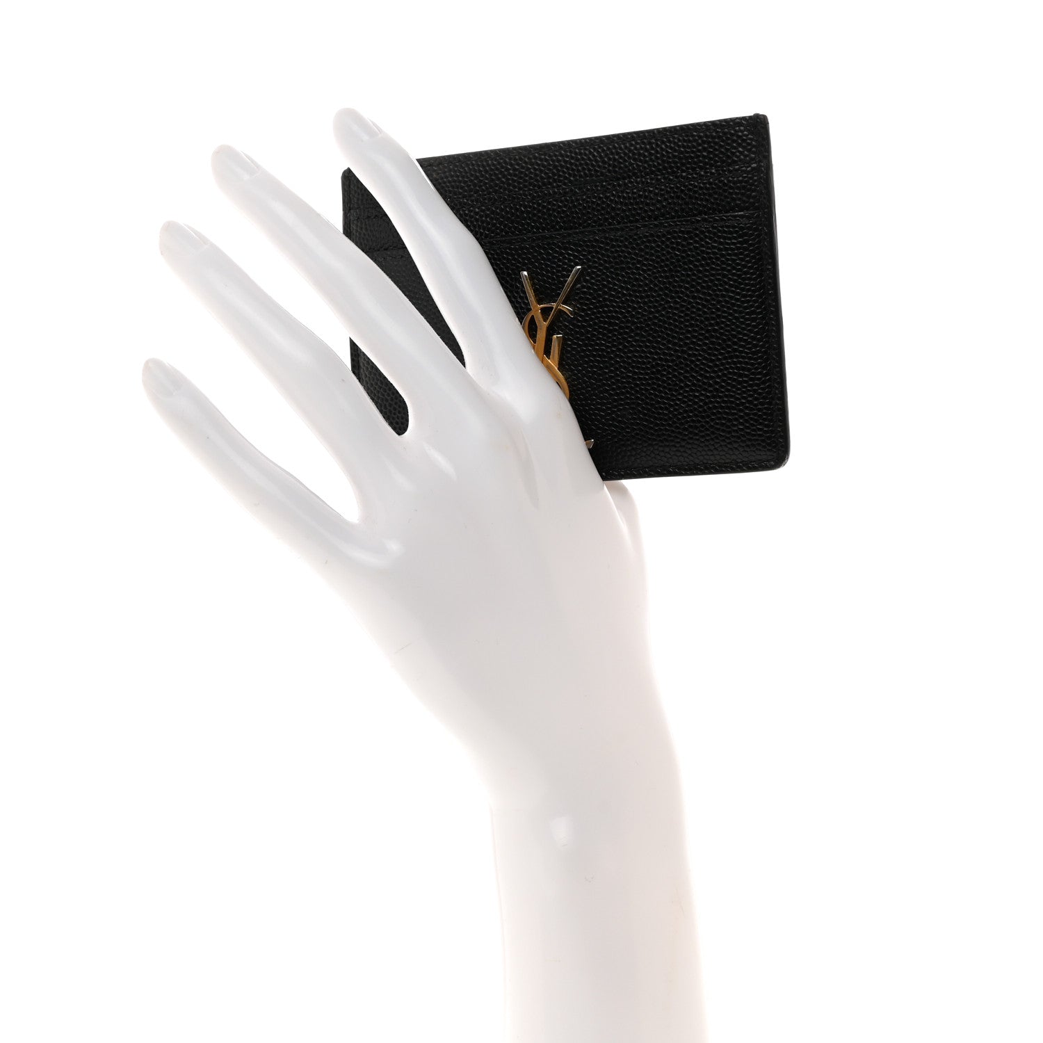 Saint Laurent Grain De Poudre Monogram Credit Card Case Black 2 of 9