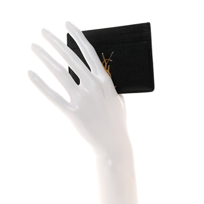 Saint Laurent Grain De Poudre Monogram Credit Card Case Black 2 of 9