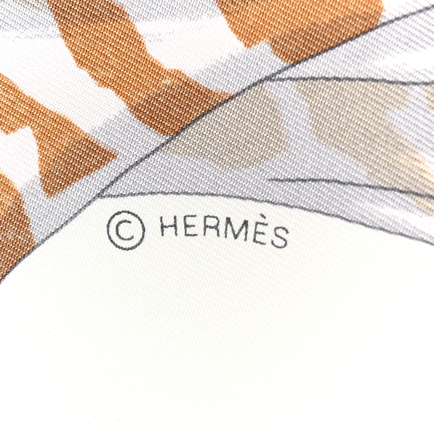 Silk Hermes Story Scarf 90 White Beige Multicolor