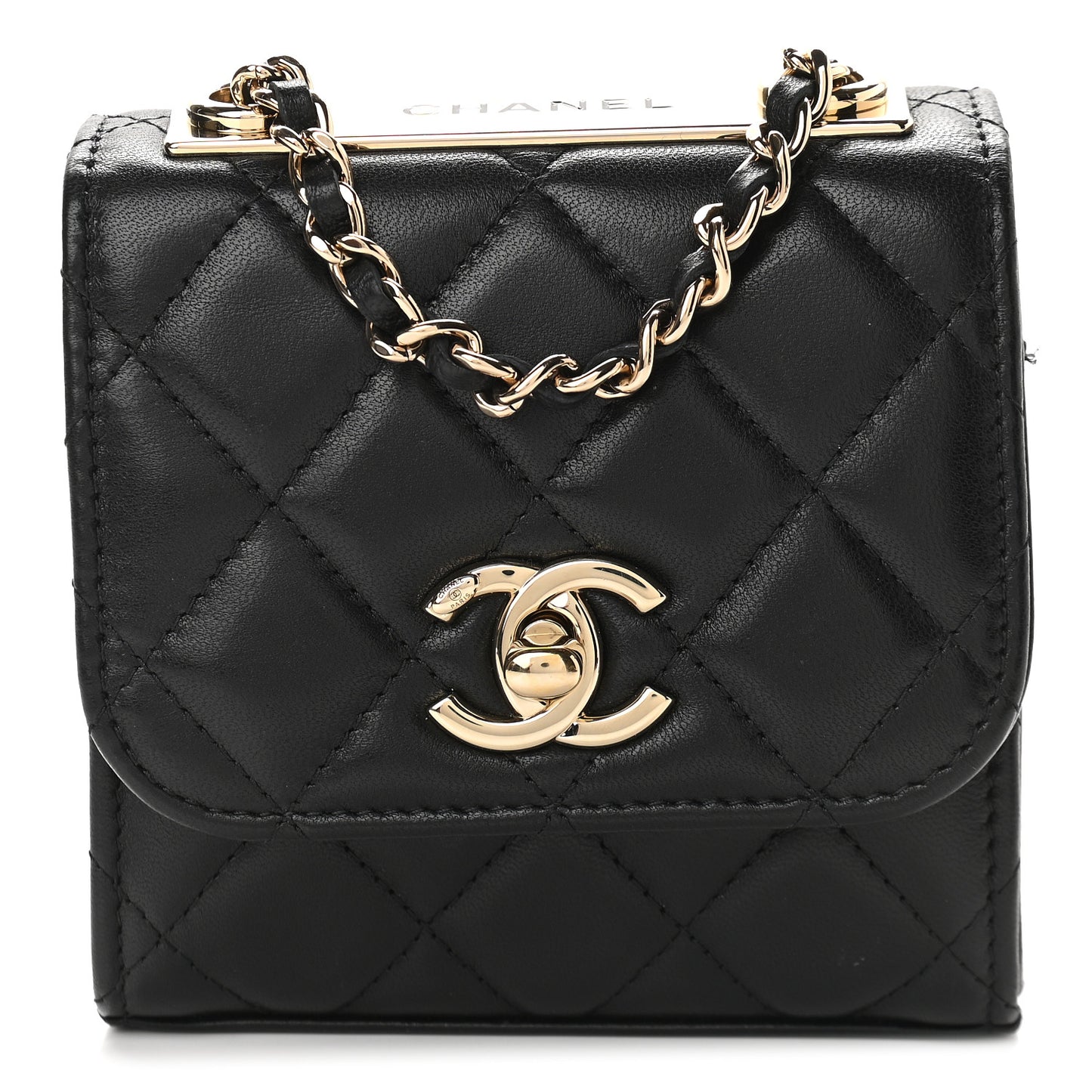 Lambskin Quilted Mini Trendy CC Chain Wallet Black