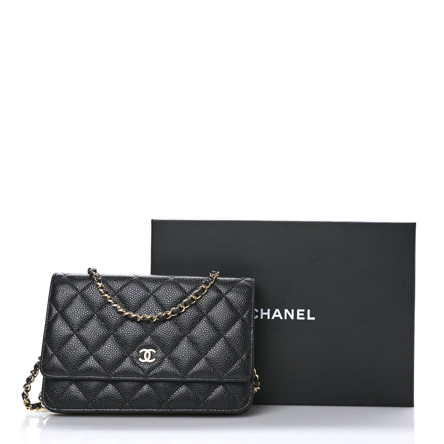 Caviar Quilted Wallet On Chain WOC Black