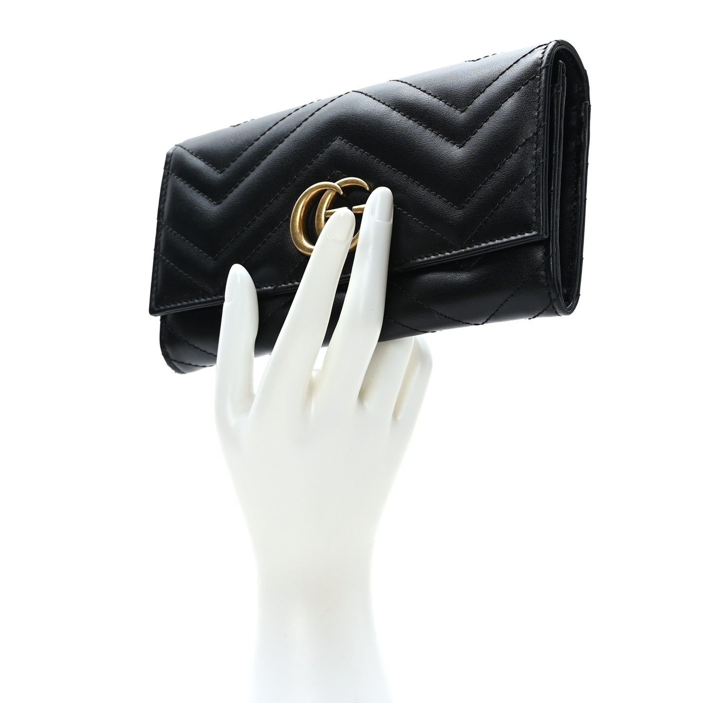 Calfskin Matelasse GG Marmont Continental Wallet Black