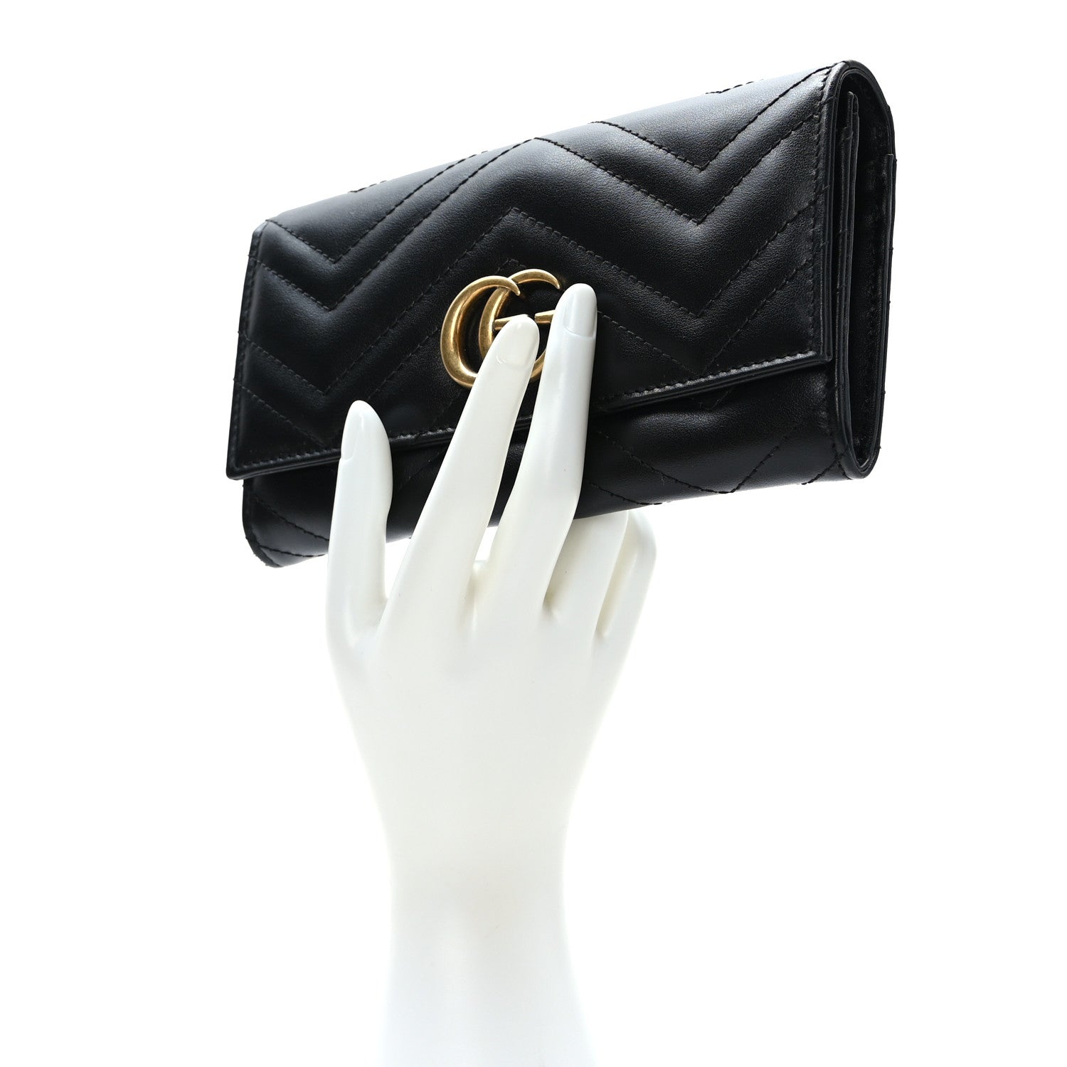 Gucci Calfskin Matelasse GG Marmont Continental Wallet Black 2 of 8