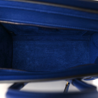 Celine Drummed Calfskin Nano Luggage Indigo 5 of 9