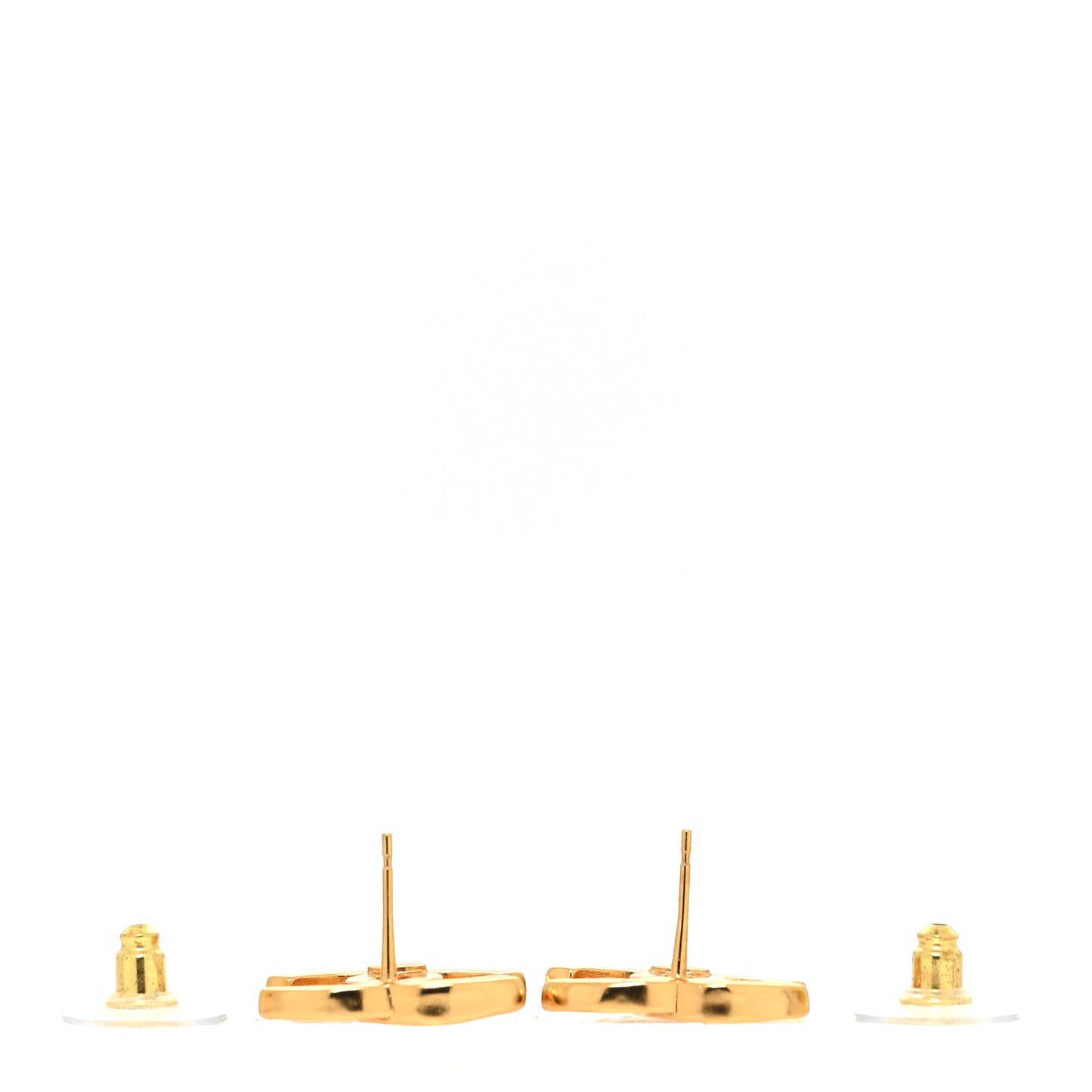 Enamel CC Earrings Gold White