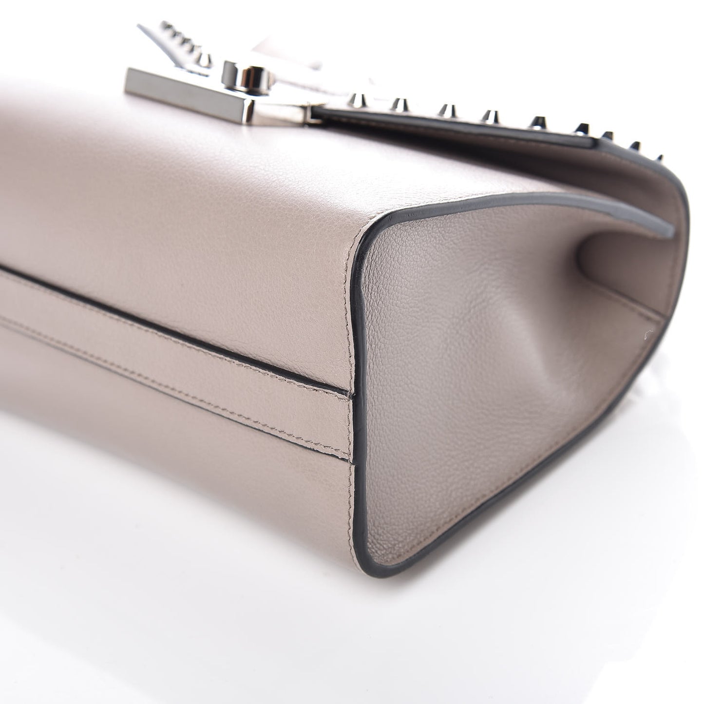 Glace Calfskin Studded Sound Flap Crossbody Shoulder Bag Pomice