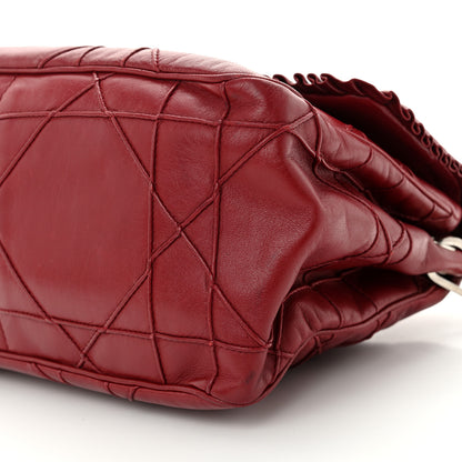 Christian Dior Lambskin Cannage Ruffle New Lock Flap Red 10 of 12