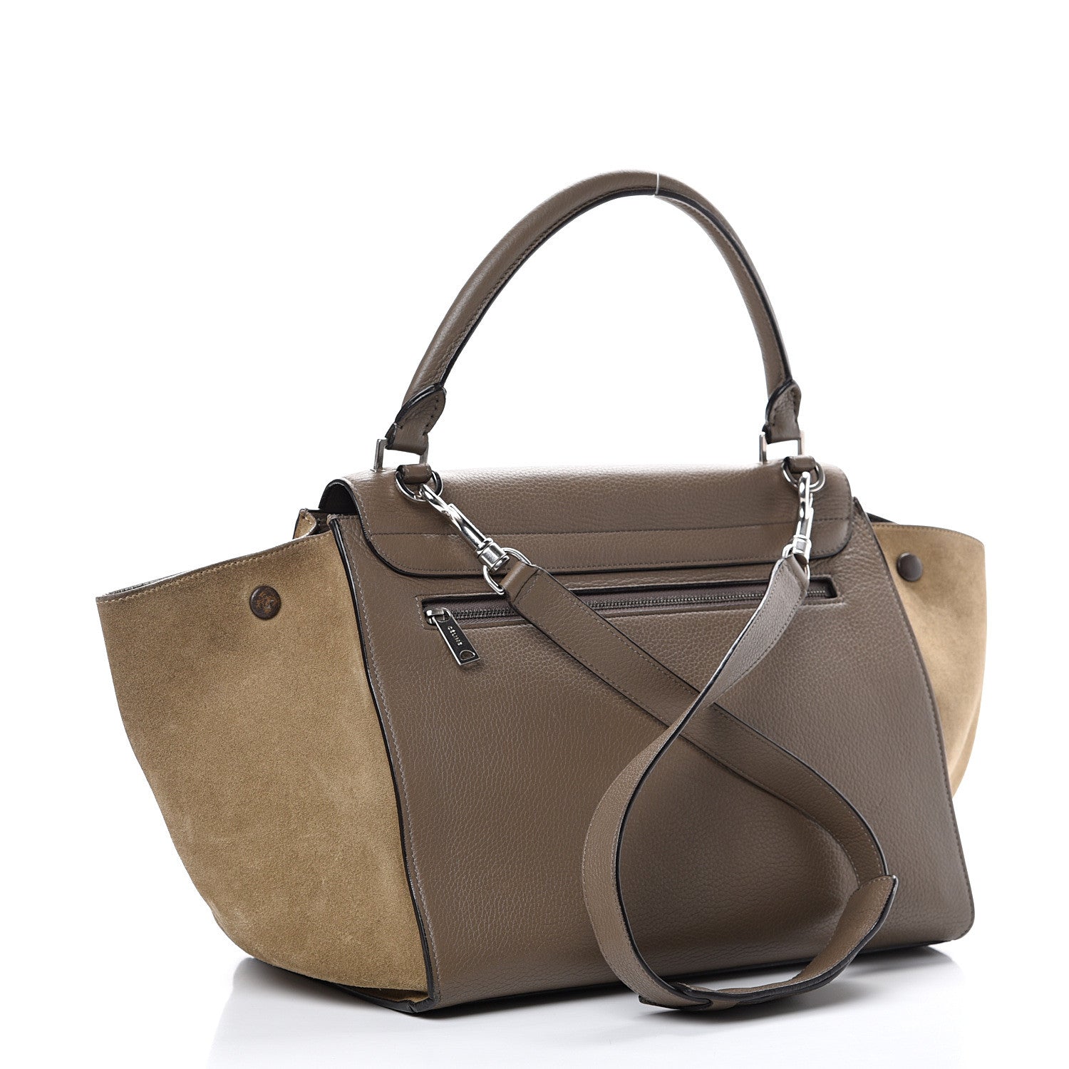 Celine Drummed Calfskin Suede Medium Trapeze Souris 2 of 22
