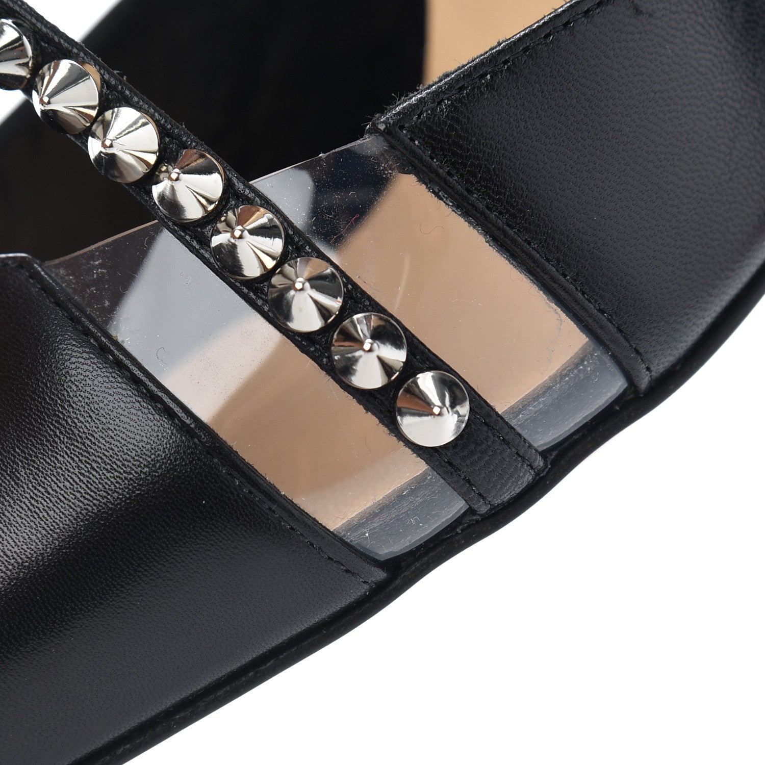 Christian Louboutin Kid PVC Spike Cross 100 Pumps 36.5 Black Silver 8 of 13