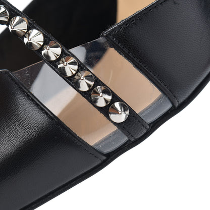 Christian Louboutin Kid PVC Spike Cross 100 Pumps 36.5 Black Silver 8 of 13