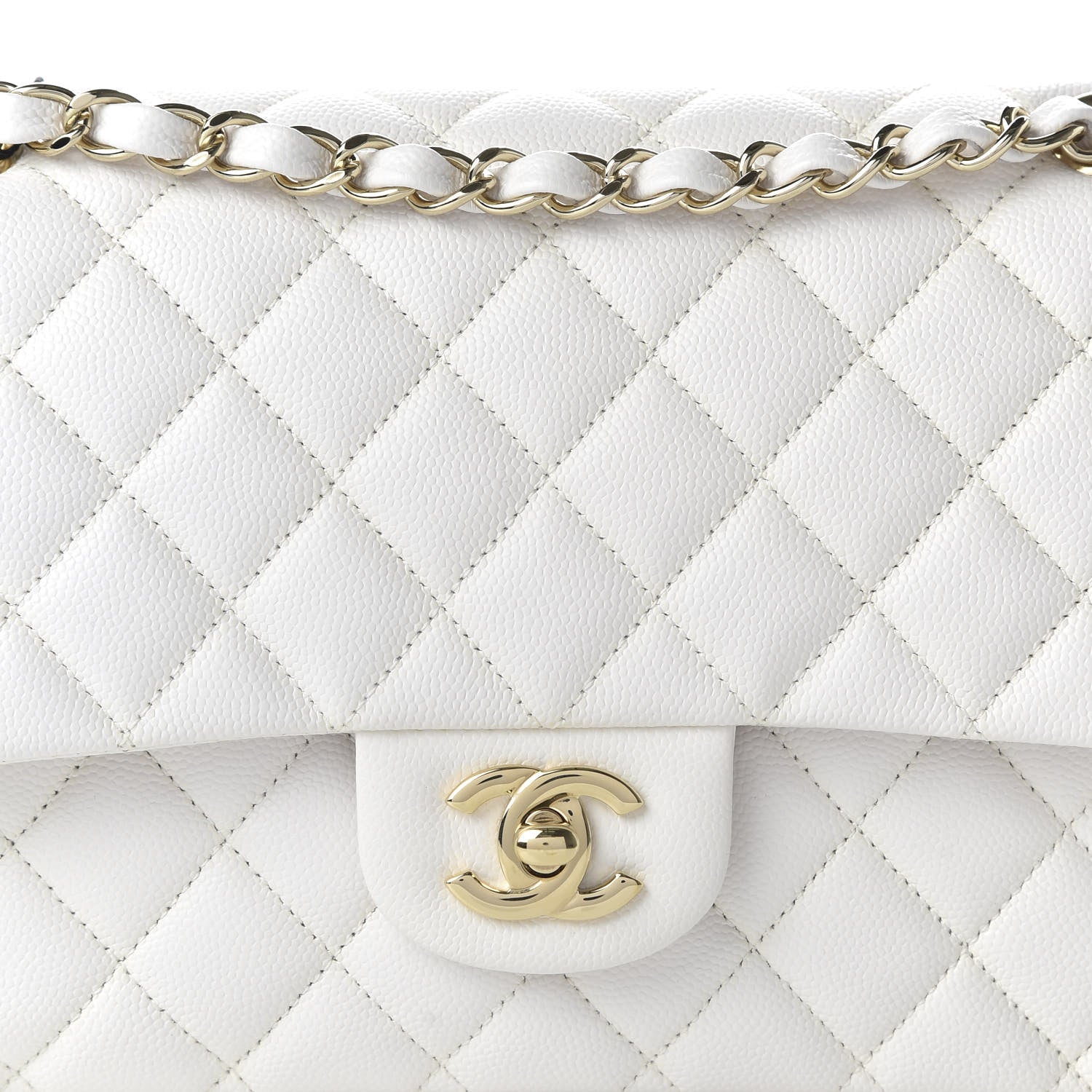Chanel Caviar Quilted Medium Double Flap White 10 of 11