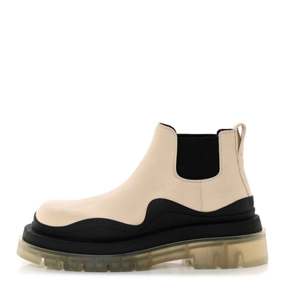 Bottega Veneta Calfskin The Tire Cropped Chelsea Boots 38 Wax Black Transparent 1 of 16