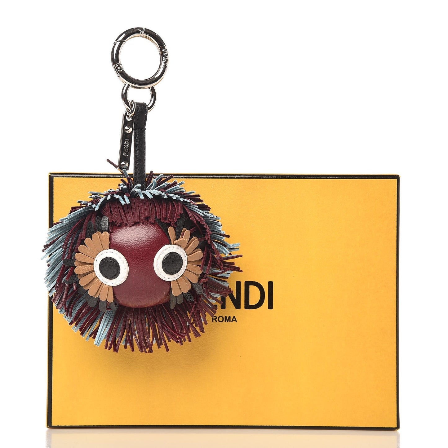 Shiny Nappa Faces Fringe Bag Bug Charm Bordeaux Multicolor