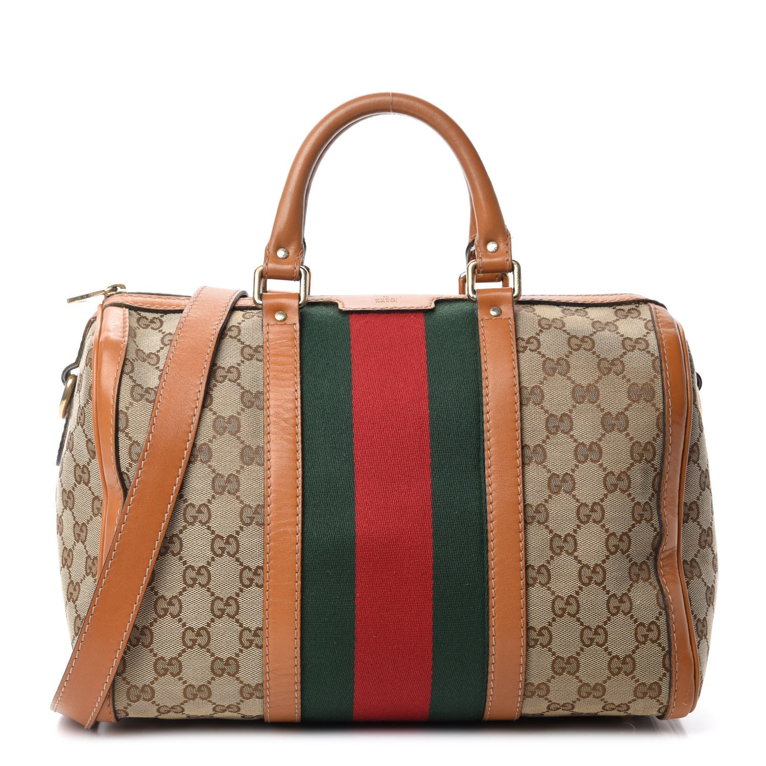 Gucci Monogram Vintage Web Medium Boston Tobacco 1 of 13