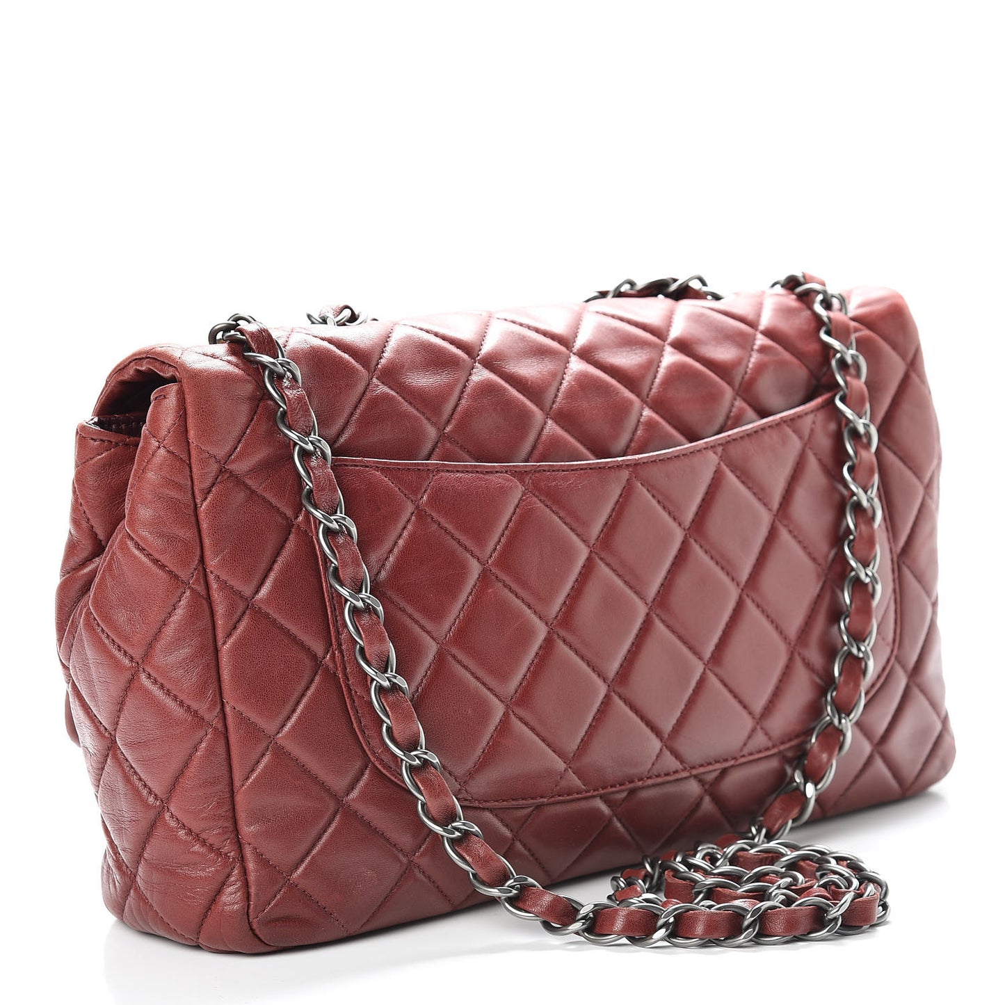 Lambskin Quilted Jumbo Single Flap Dark Red
