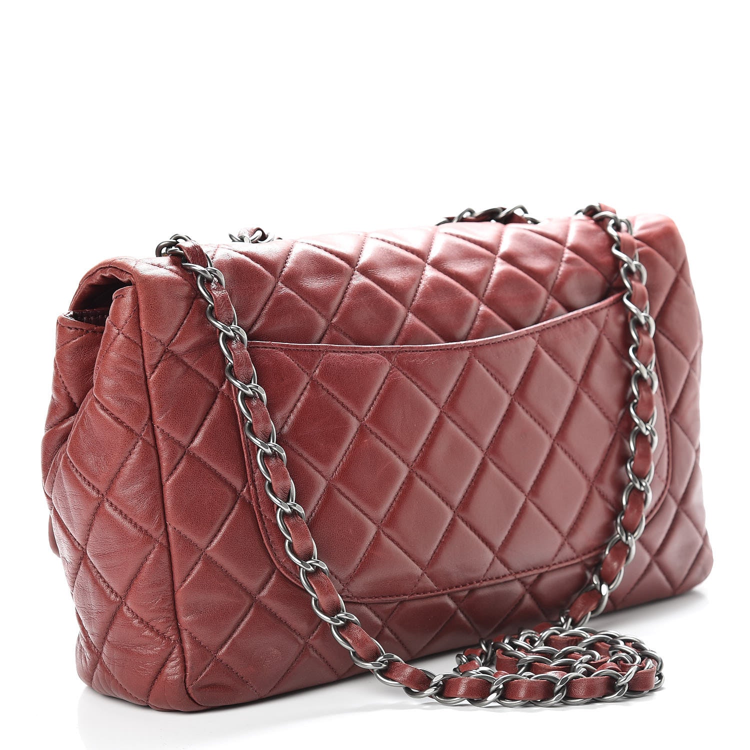 Chanel Lambskin Quilted Jumbo Single Flap Dark Red 4 of 22