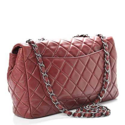 Chanel Lambskin Quilted Jumbo Single Flap Dark Red 4 of 22