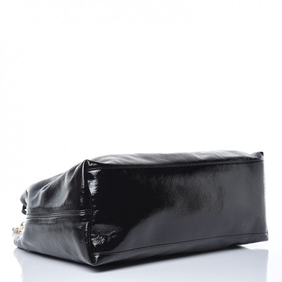 Patent Medium Soho Chain Shoulder Bag Black