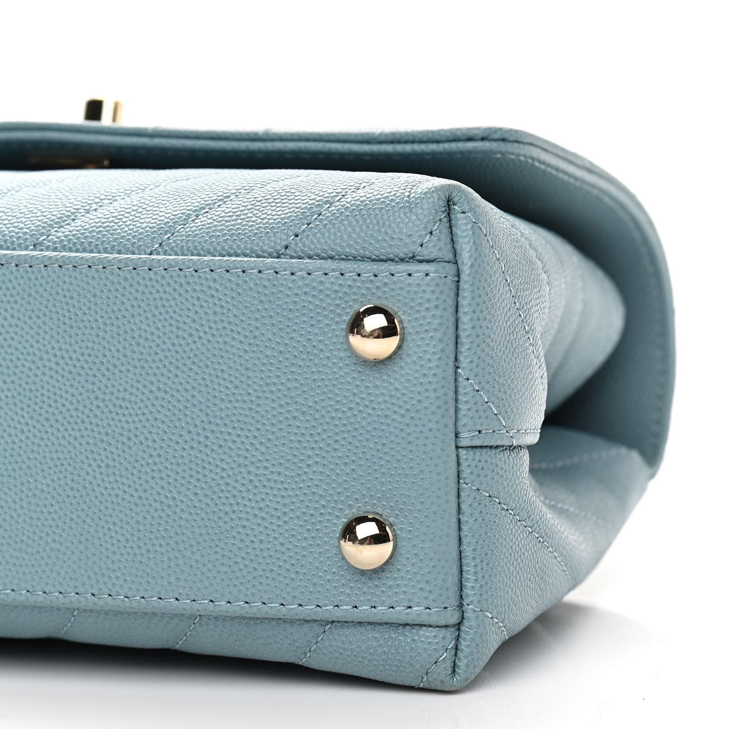 Caviar Chevron Quilted Mini Coco Handle Flap Sky Blue