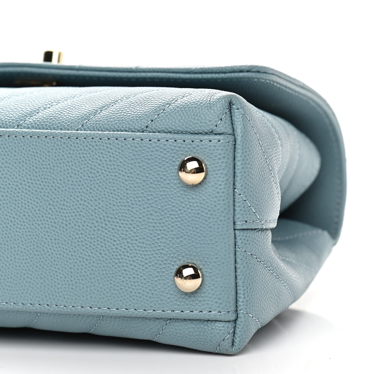 Chanel Caviar Chevron Quilted Mini Coco Handle Flap Sky Blue 6 of 11