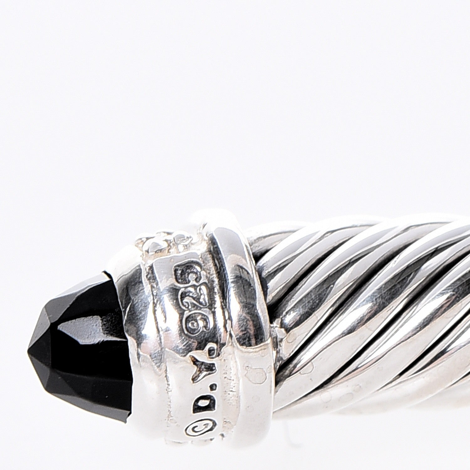 David Yurman Sterling Silver Diamond Black Onyx 5mm Cable Classics Bracelet 4 of 5