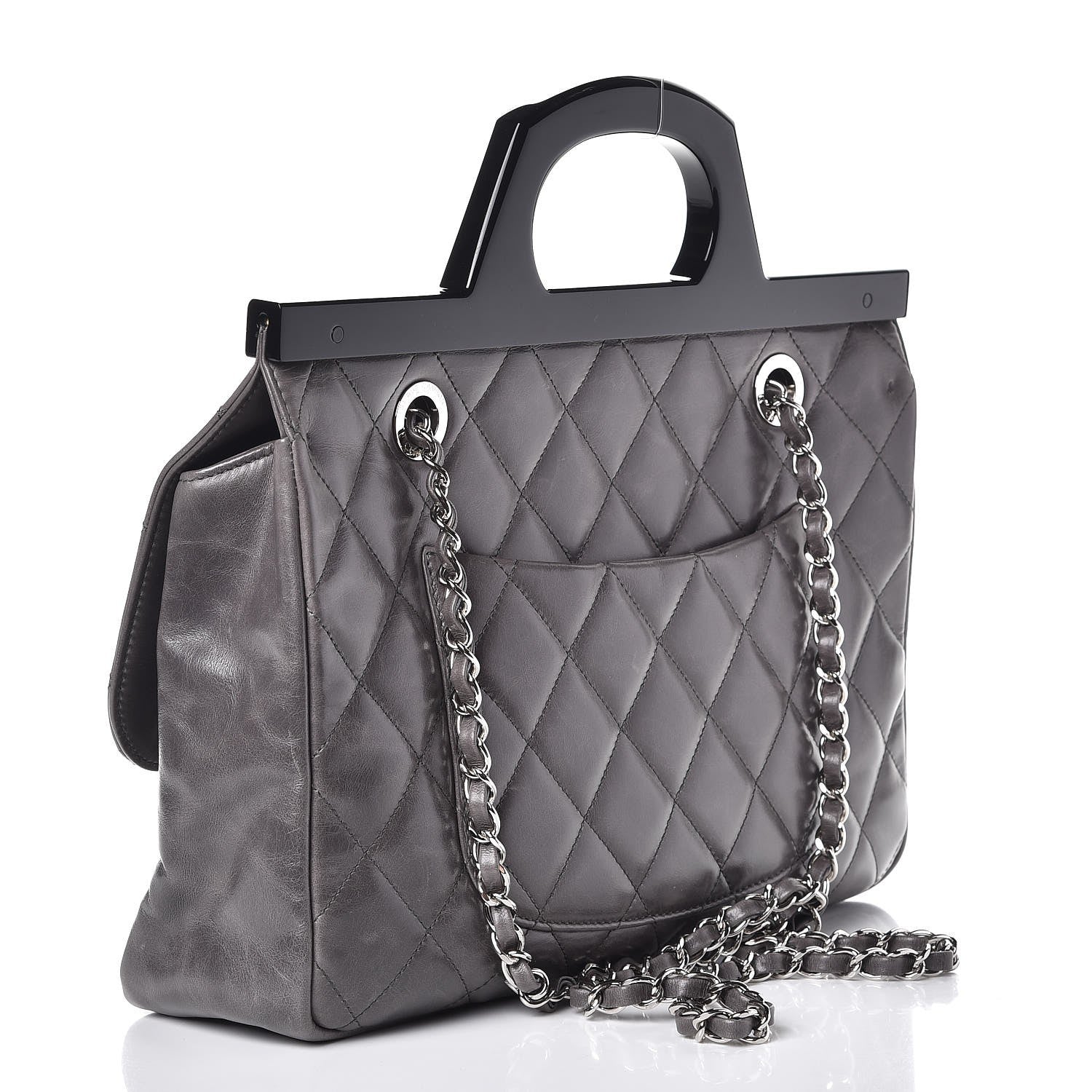 Chanel Glazed Calfskin Quilted Small CC Delivery Tote Grey 3 of 12