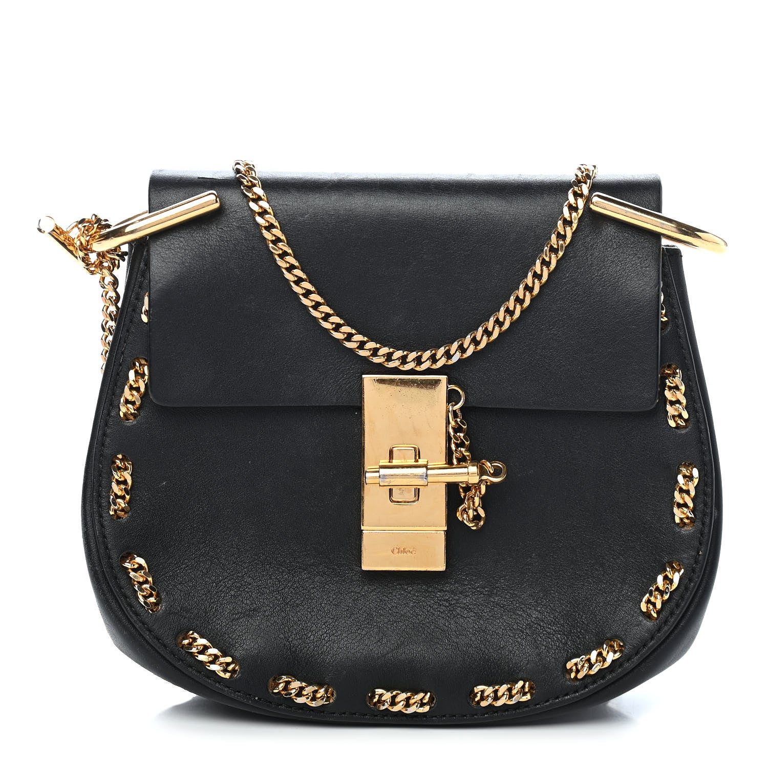 Chloe Calfskin Mini Drew Chain Shoulder Bag Black 1 of 9