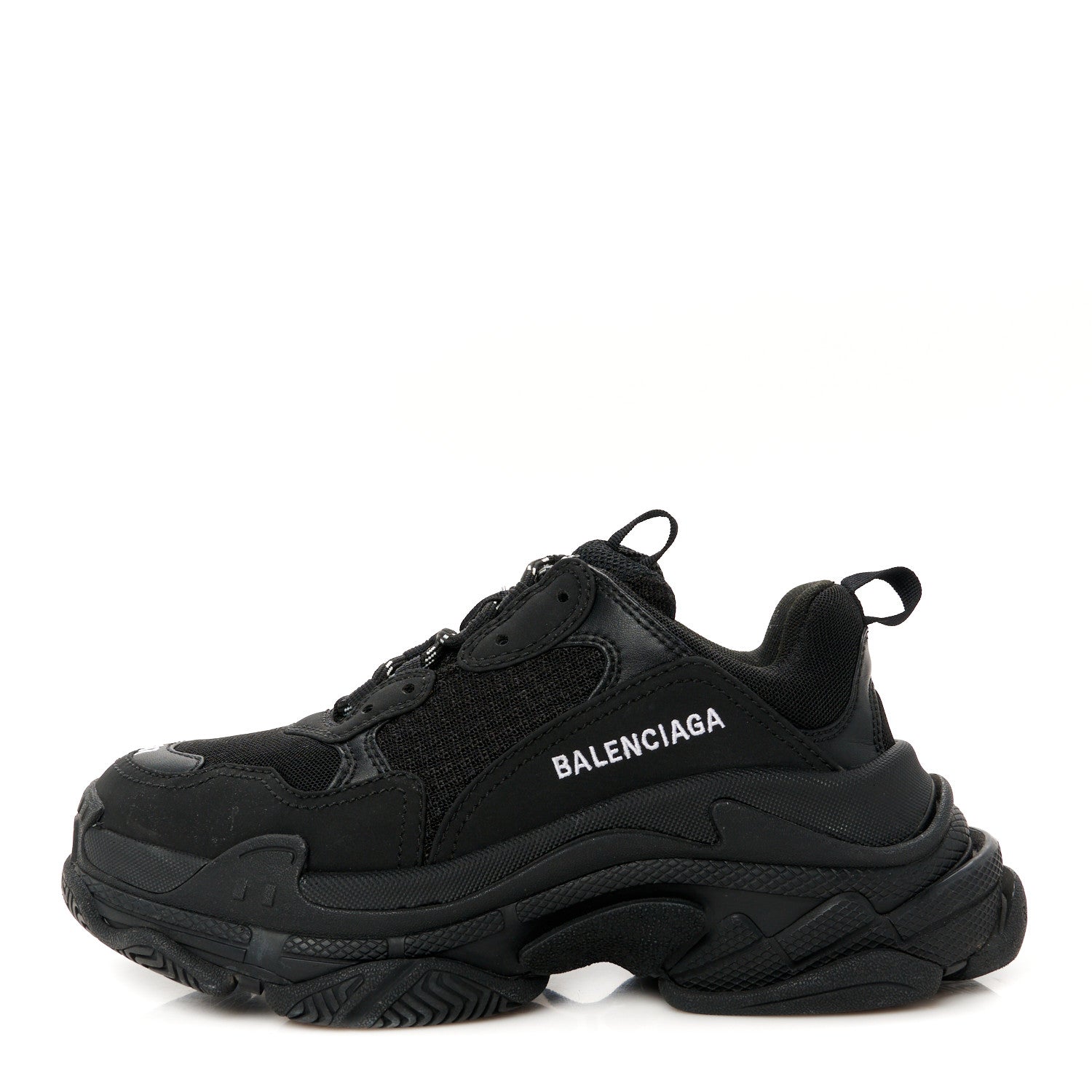 Balenciaga Fabric Mesh Womens Triple S Sneakers 37 Black 1 of 9