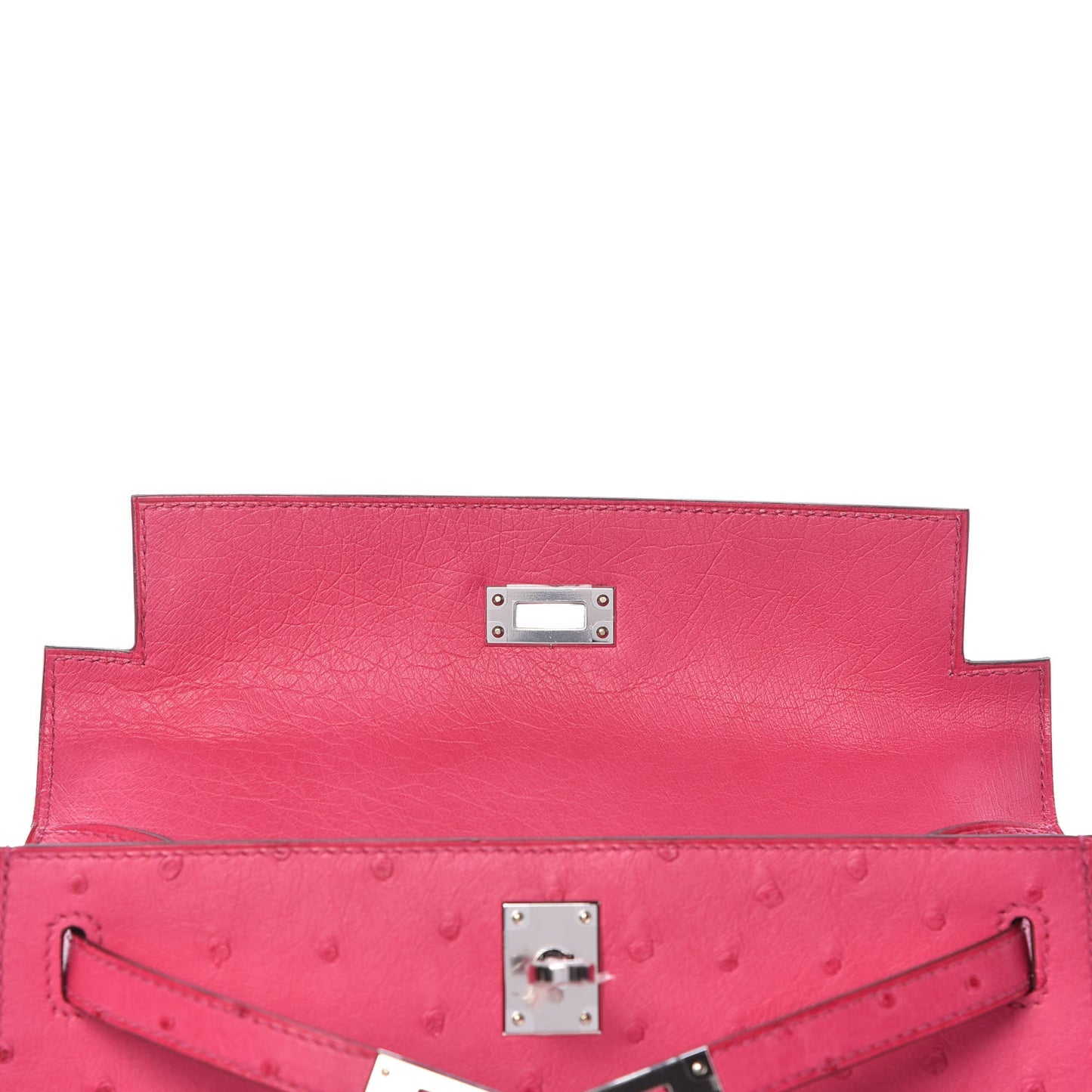 Ostrich Kelly Pochette Clutch Rose Tyrien