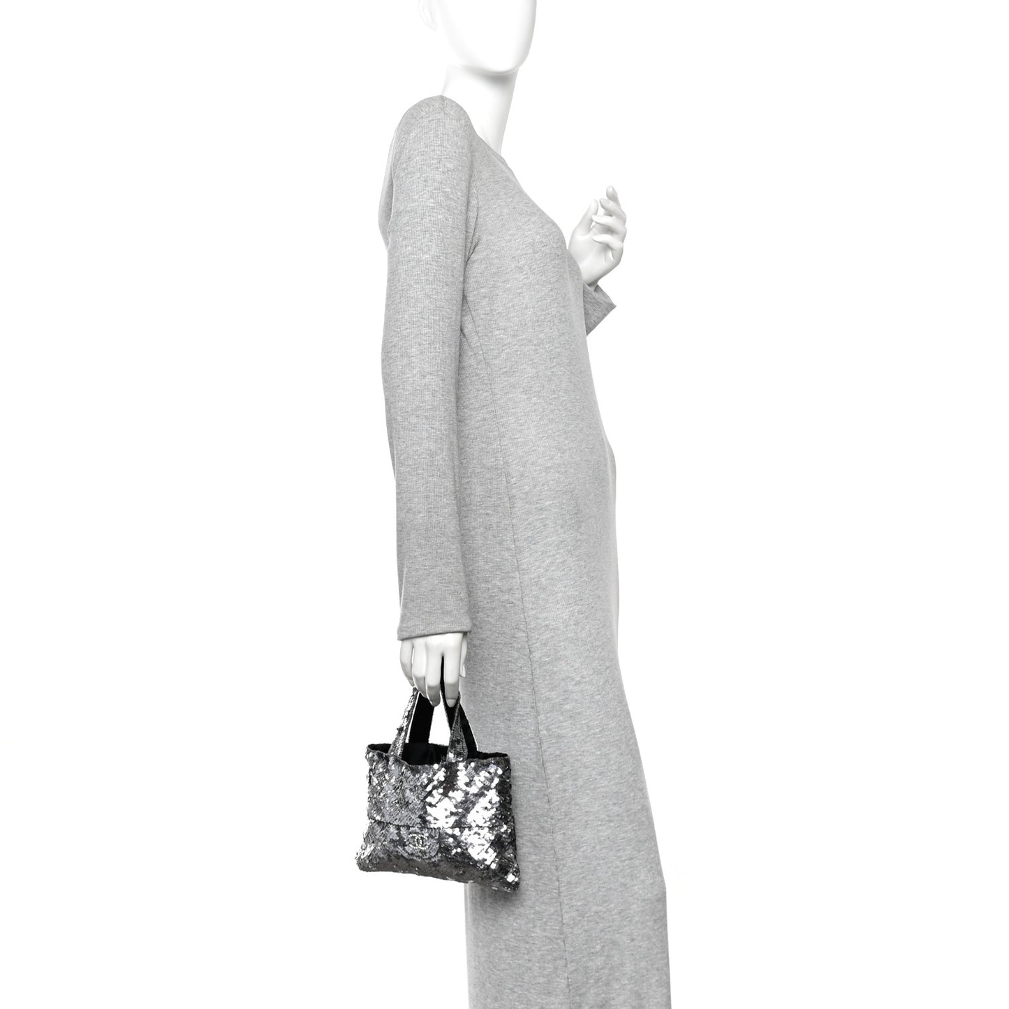Satin Sequin Mini Tote Blue