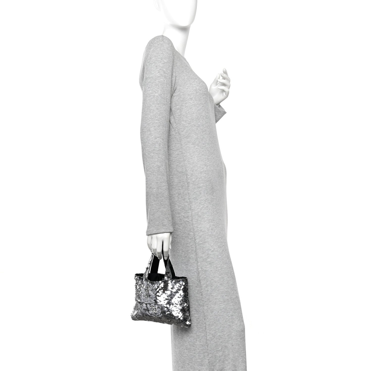 Chanel Satin Sequin Mini Tote Blue 2 of 10