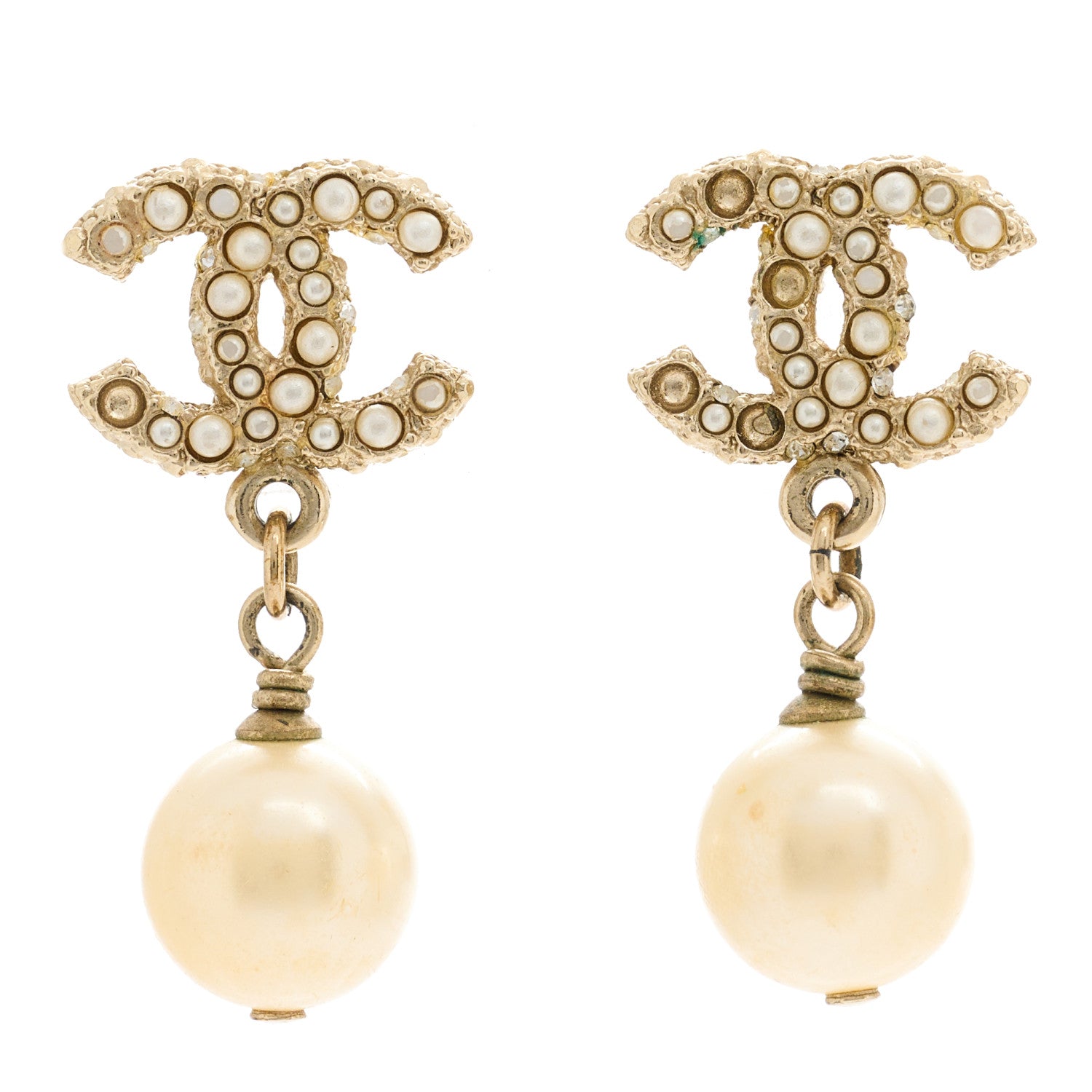 Chanel Pearl CC Drop Earrings Gold 1 of 5