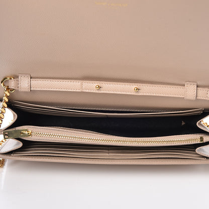 Saint Laurent Grain De Poudre Monogram Chain Wallet Dark Beige 5 of 8
