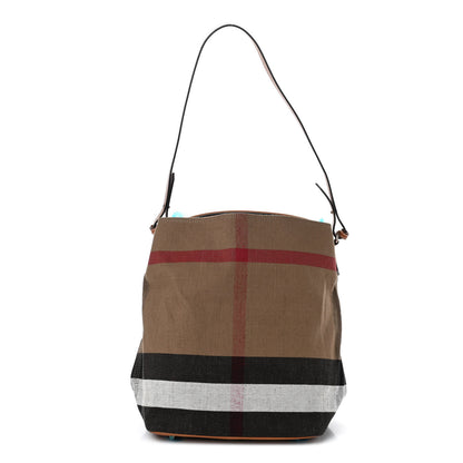 Burberry Canvas Mega Check Medium Ashby Hobo Saddle Brown 1 of 11