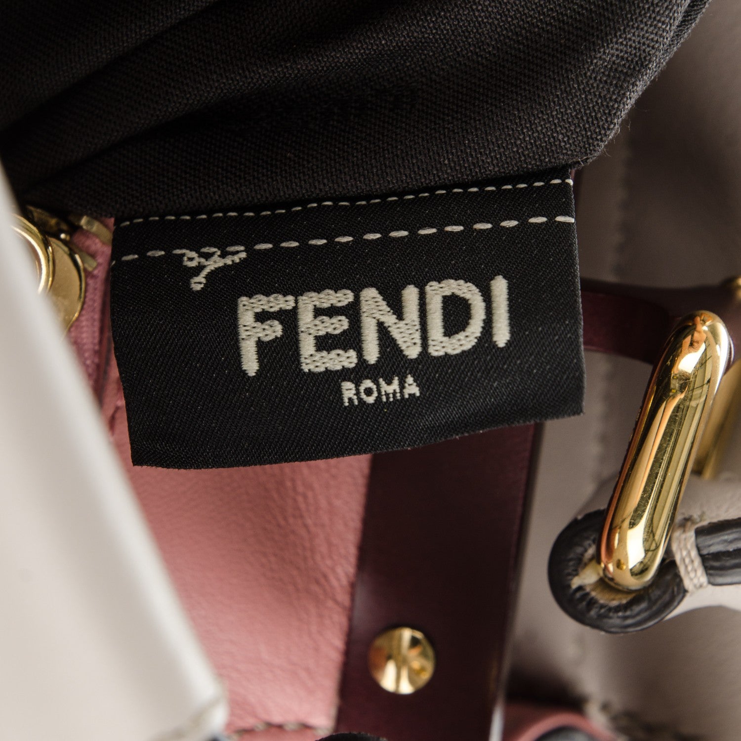 Fendi Vitello Seta Shiny Nappa Medium Peekaboo Iconic Satchel Grigio Polvere Bois de Rose 9 of 11