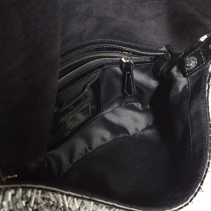 Fendi Beaded Spikes Baguette Gray Black 5 of 11