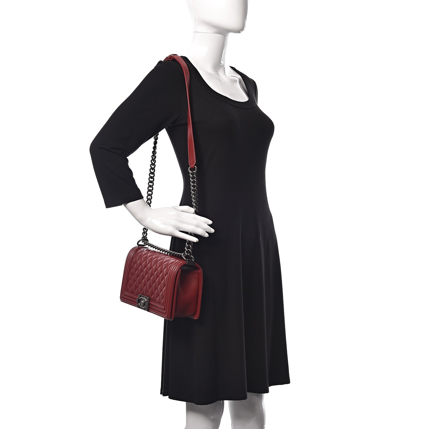 Chanel Lambskin Quilted Medium Boy Flap Dark Red 2 of 12