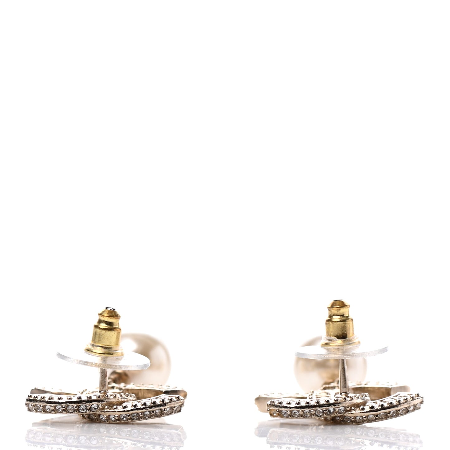 Crystal Pearl CC Drop Earrings Gold