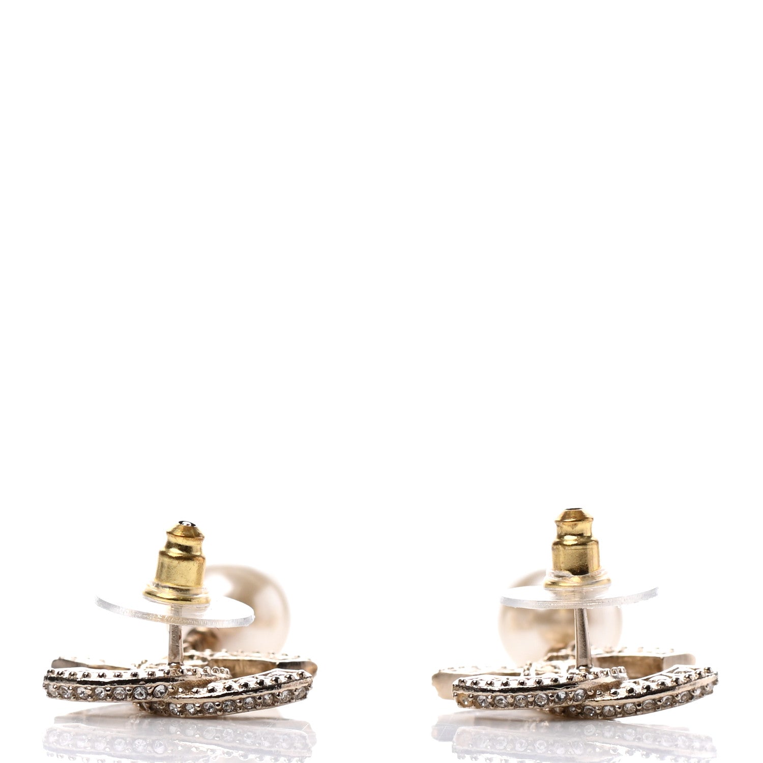Chanel Crystal Pearl CC Drop Earrings Gold 3 of 4