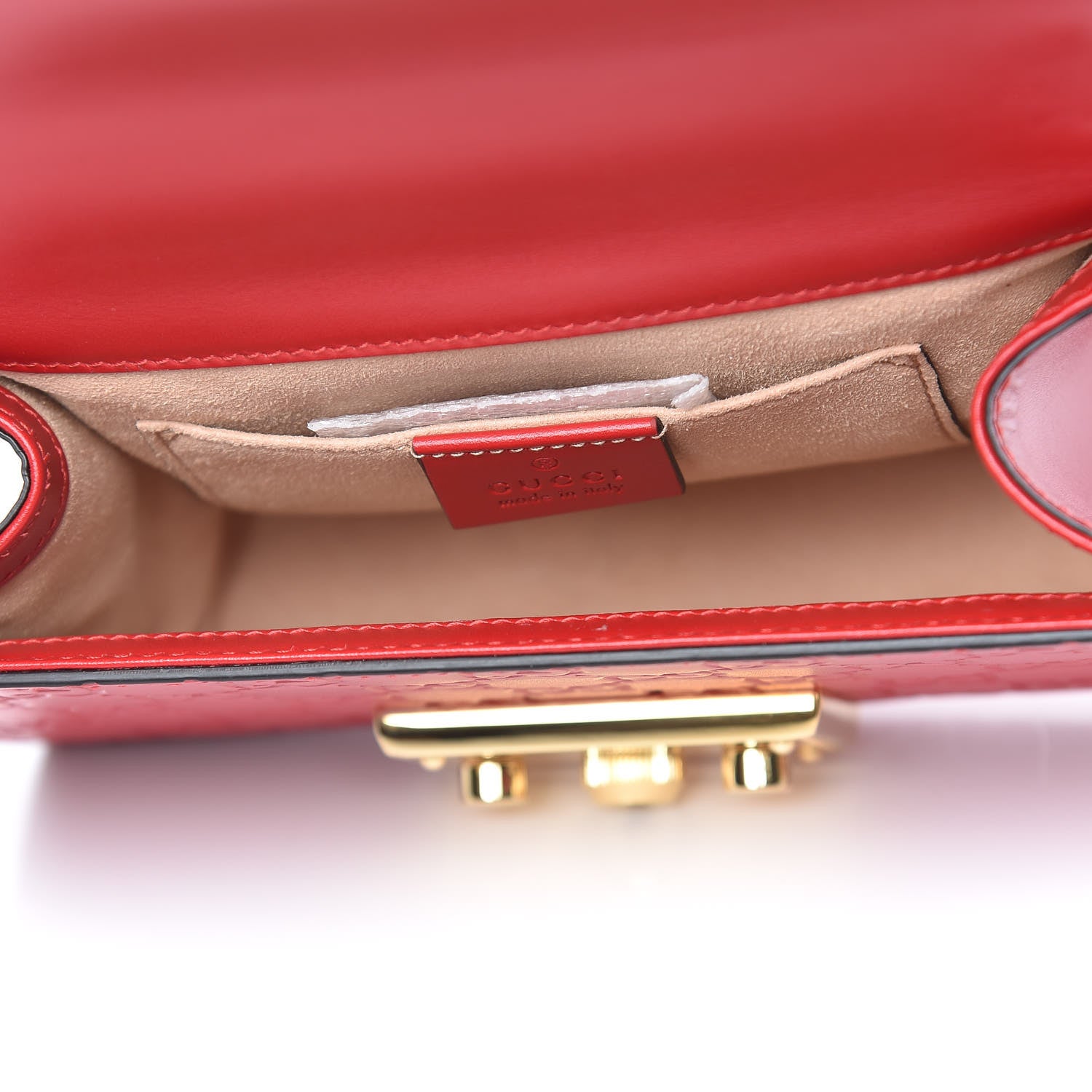 Gucci Guccissima Small Padlock Shoulder Bag Hibiscus Red 5 of 9