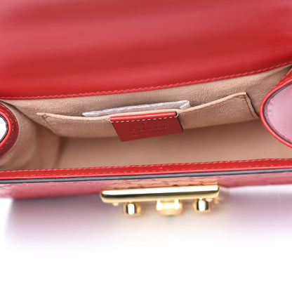 Gucci Guccissima Small Padlock Shoulder Bag Hibiscus Red 5 of 9