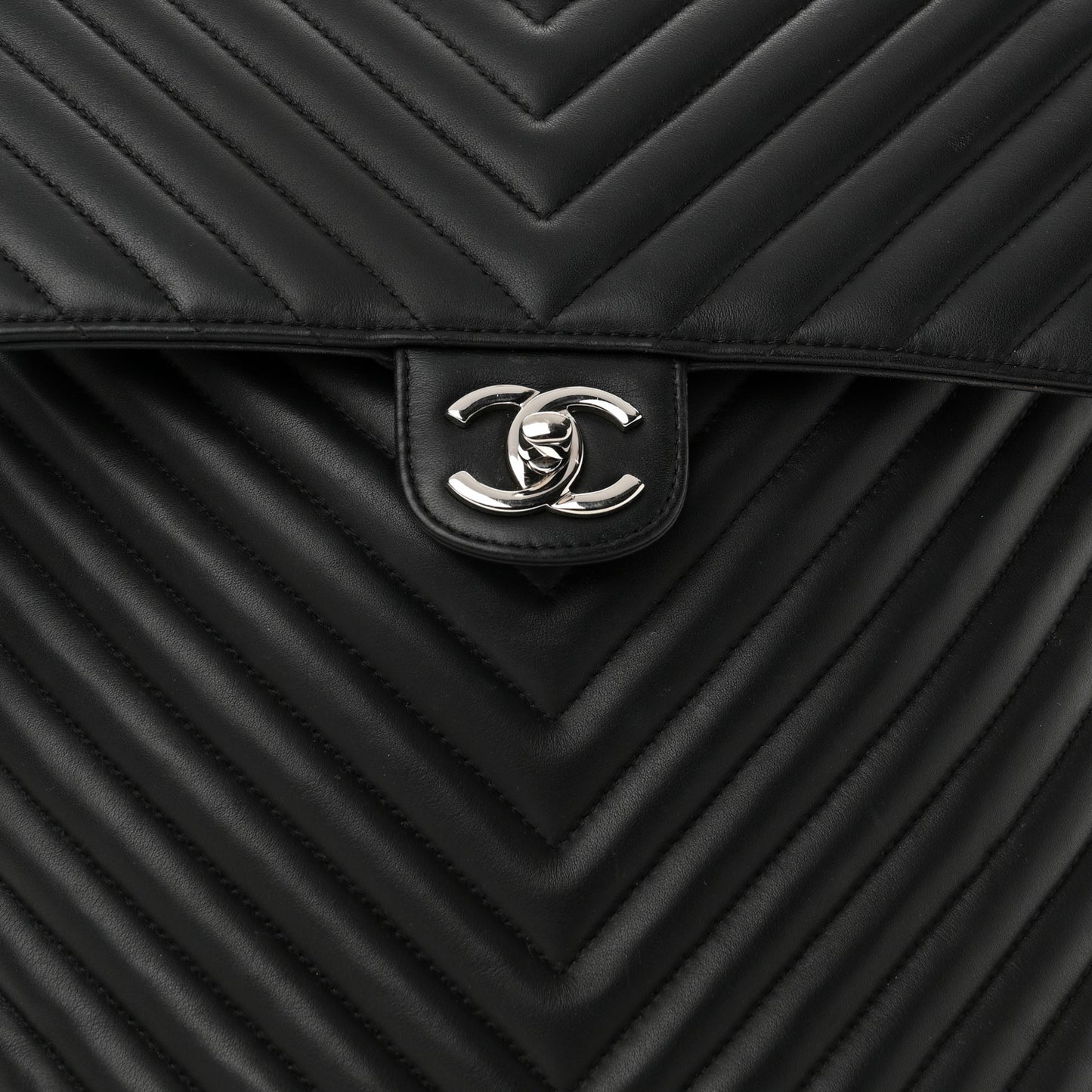 Calfskin Chevron Quilted Large Urban Spirit Backpack Black