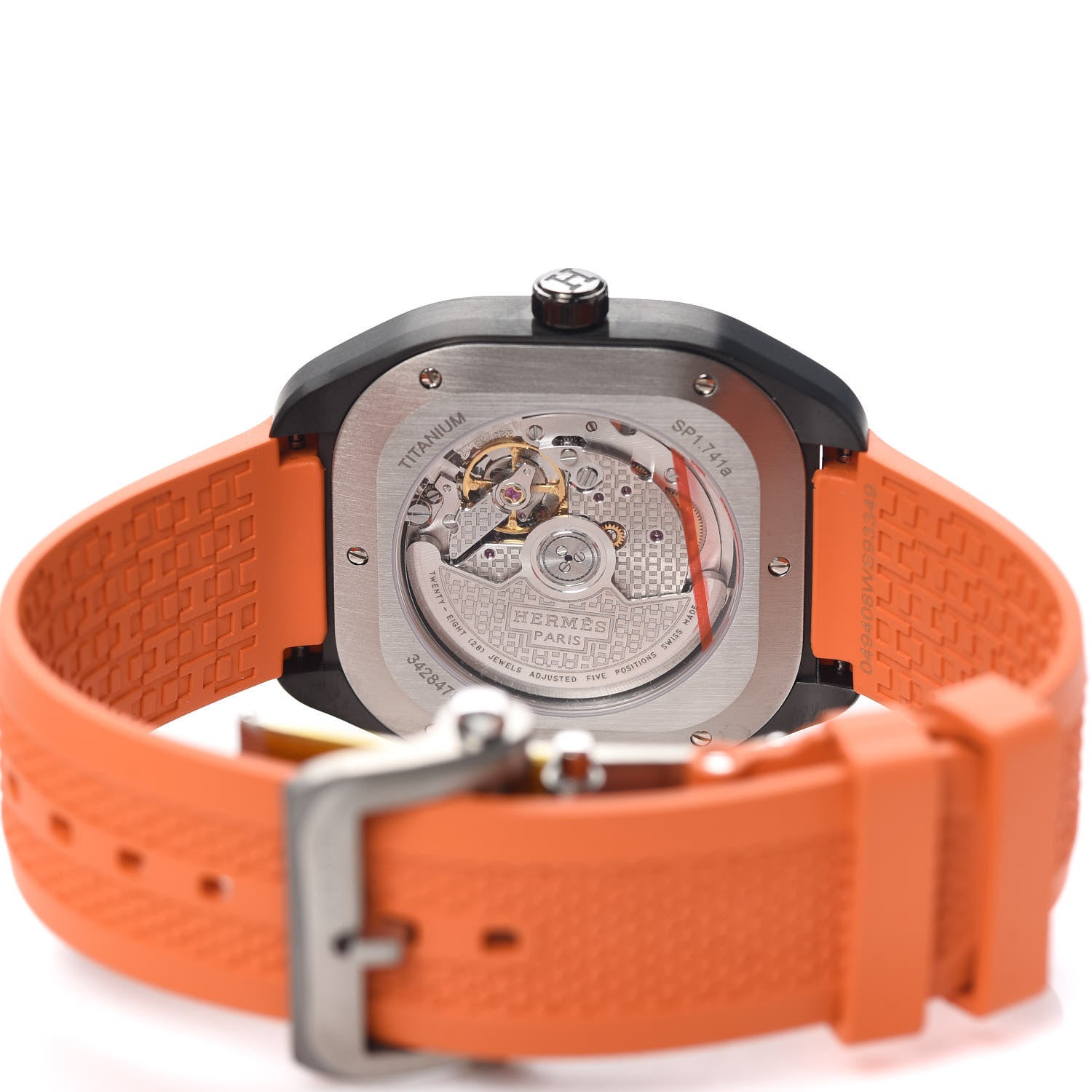 Hermes DLC Coated Titanium Rubber 39mm H08 Automatic Watch Orange 4 of 6