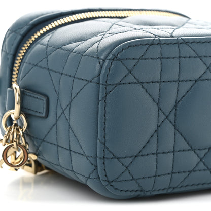 Christian Dior Lambskin Cannage Micro Lady Dior Vanity Case Deep Ocean 8 of 10