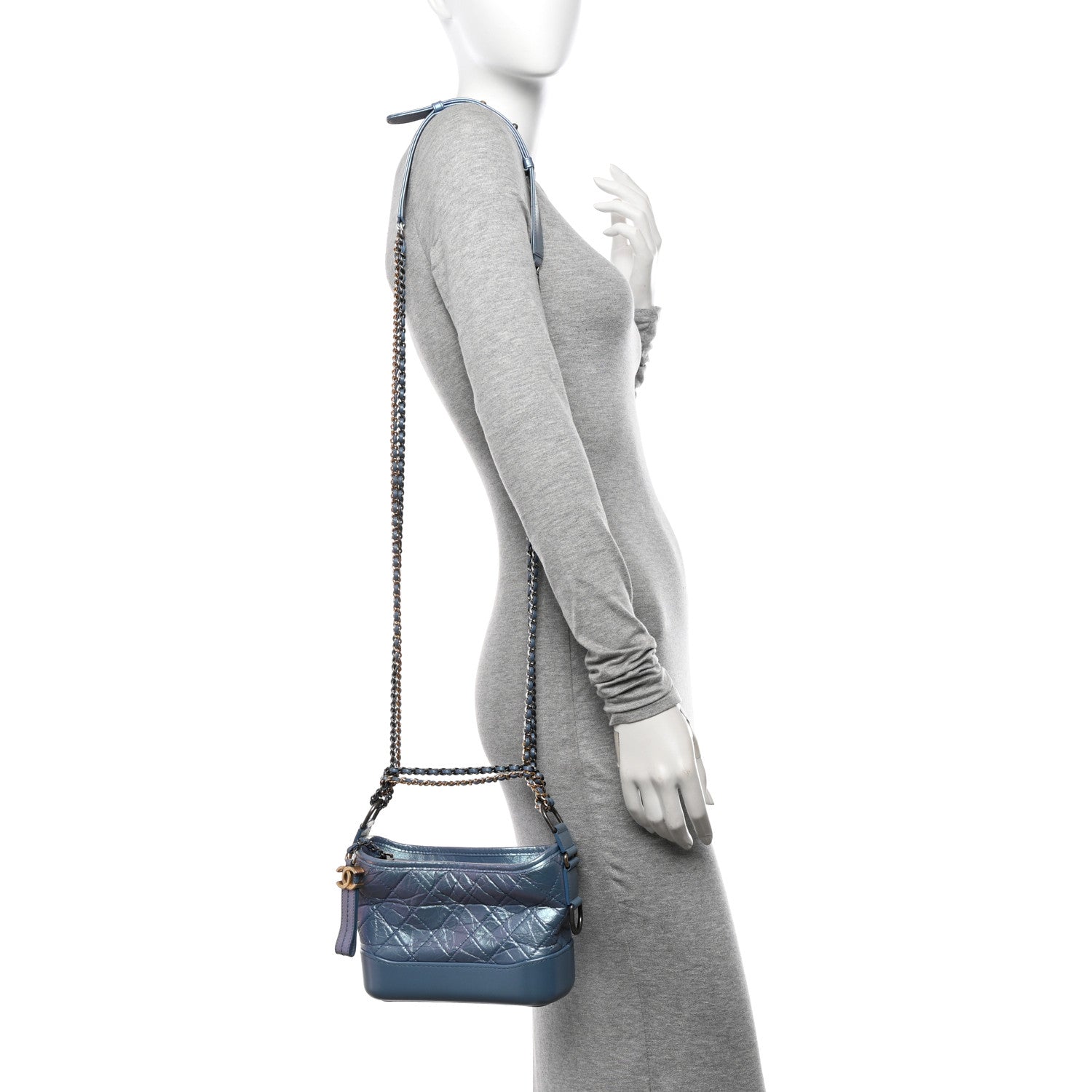 Chanel Iridescent Aged Calfskin Quilted Small Gabrielle Hobo Blue 2 of 11