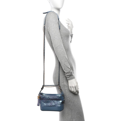 Chanel Iridescent Aged Calfskin Quilted Small Gabrielle Hobo Blue 2 of 11
