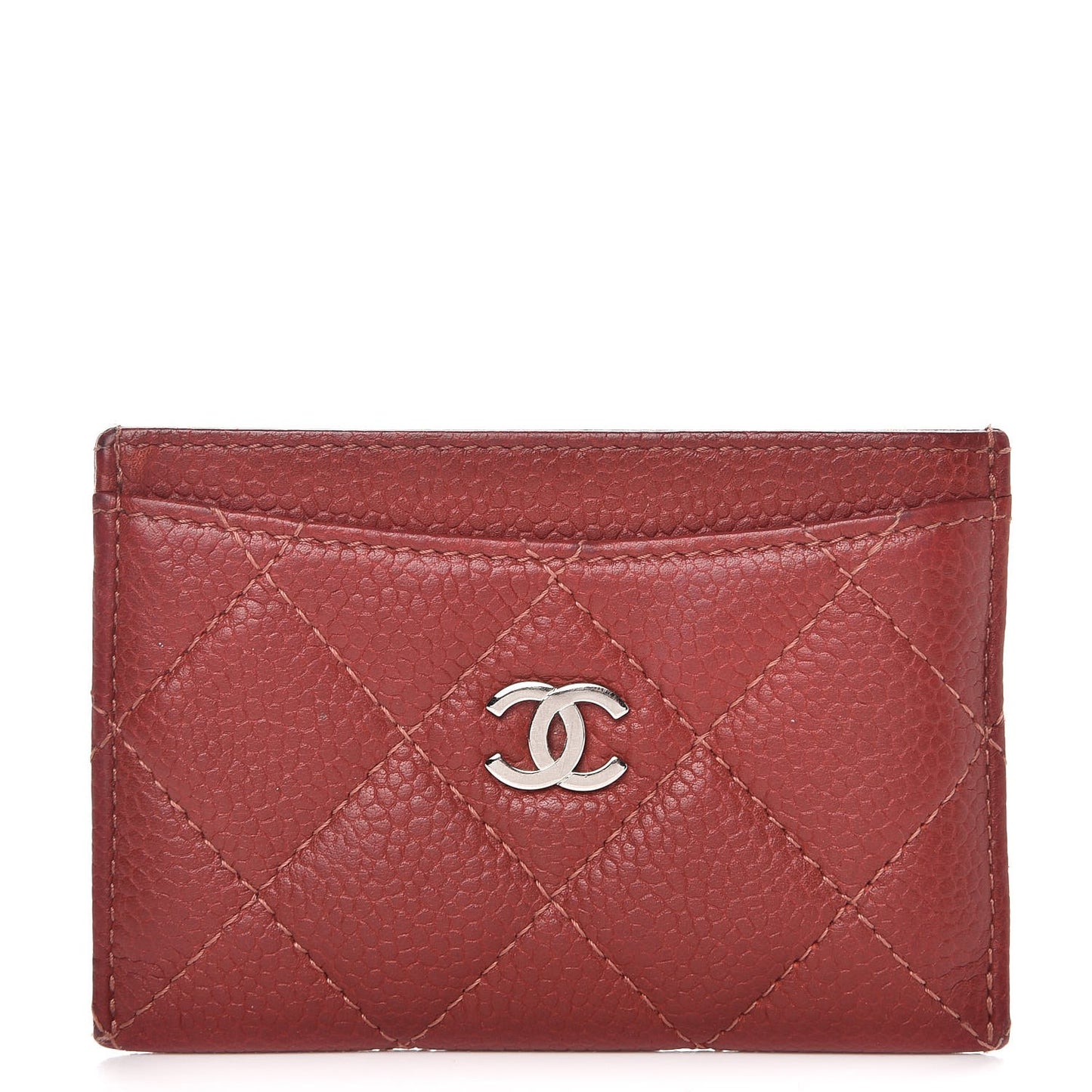 Caviar Quilted Card Holder Red